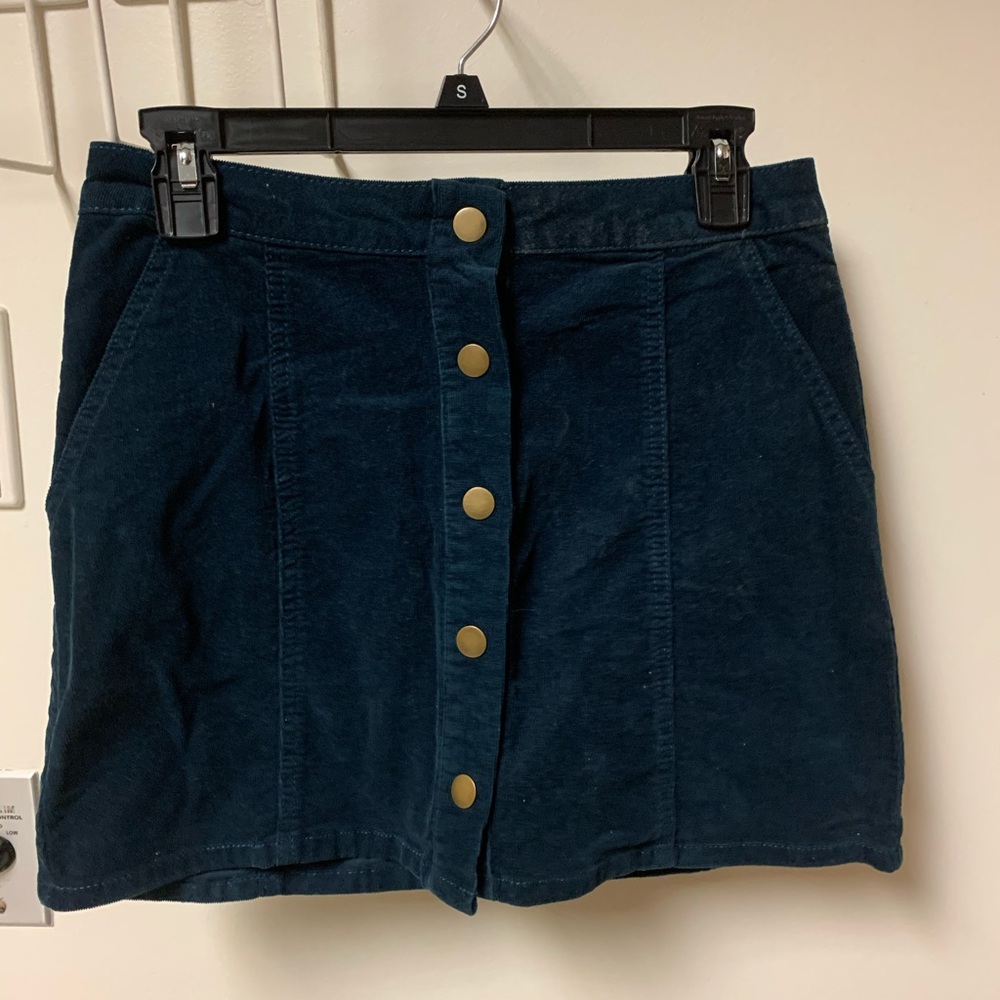 Teal Button-Up Pencil Skirt